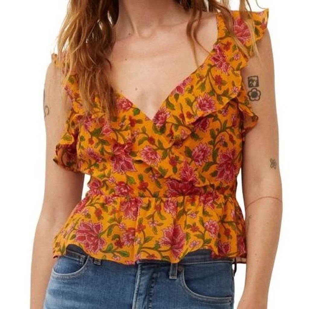 Nwt Veronica Beard Ruffle Floral Silk Top - Sz 6